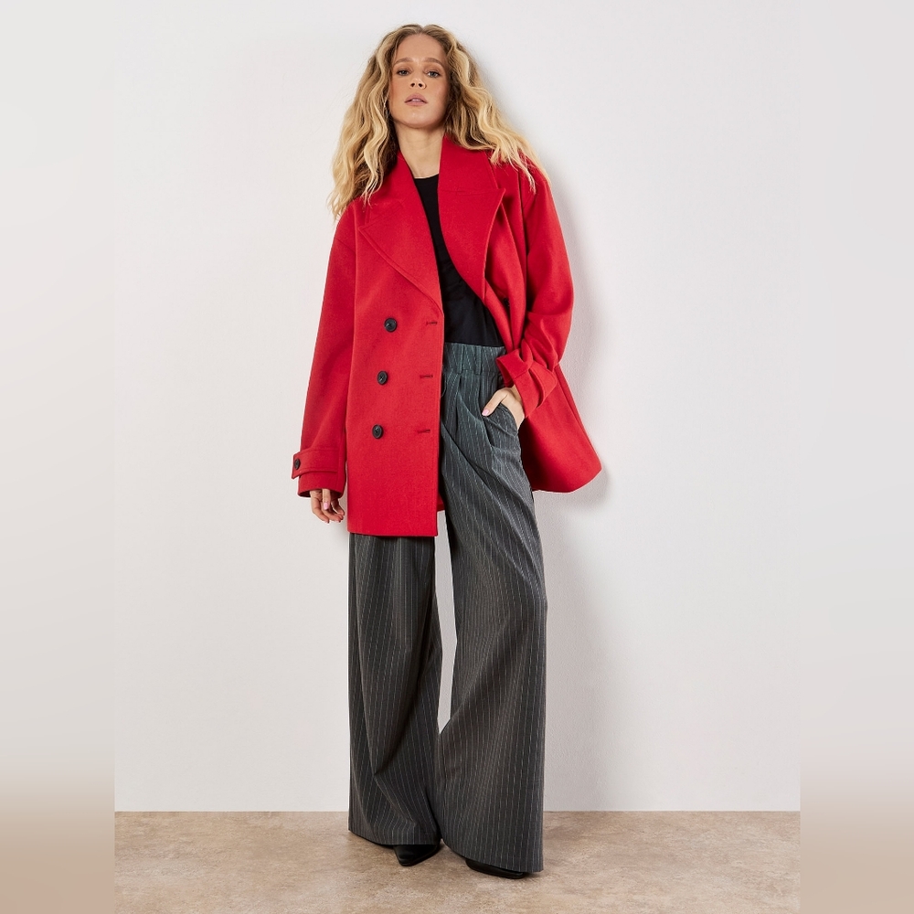 Tailored Big Lapel Slouchy Peacoat